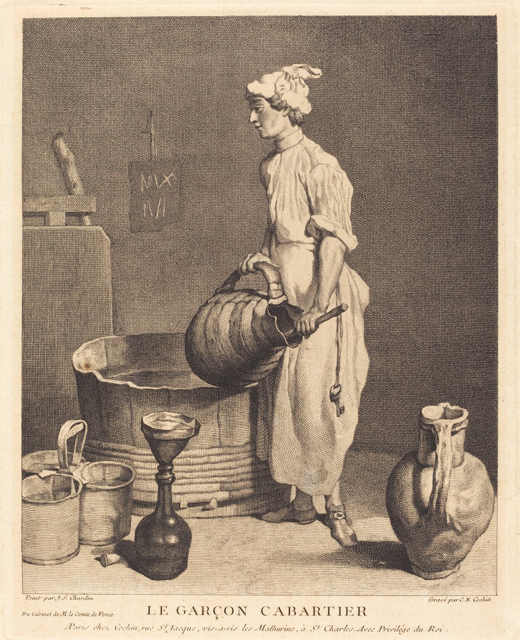 Le Garcon cabaretier von Charles Nicolas Cochin I after Jean Siméon Chardin