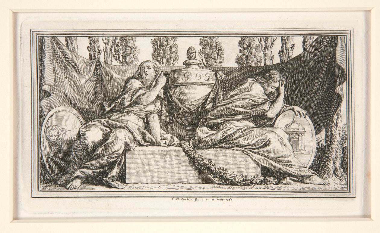 Begräbnisvignette für Mme. de France, Herzogin von Parma von Charles Nicolas Cochin the younger