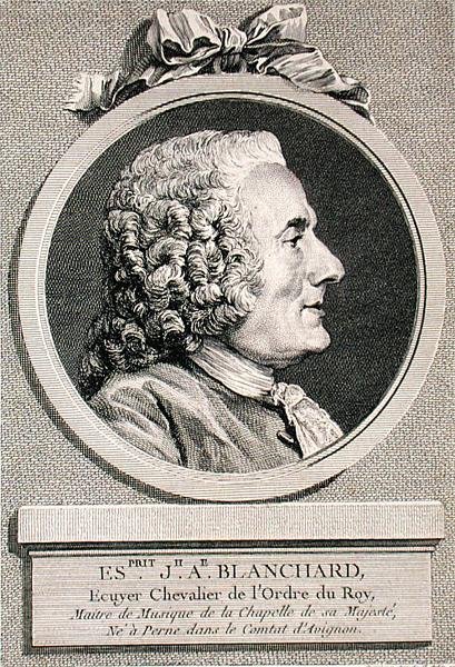 Esprit Joseph Antoine Blanchard (1696-1770) gestochen von Augustin de Saint-Aubin, 1767 von Charles Nicolas II (after) Cochin