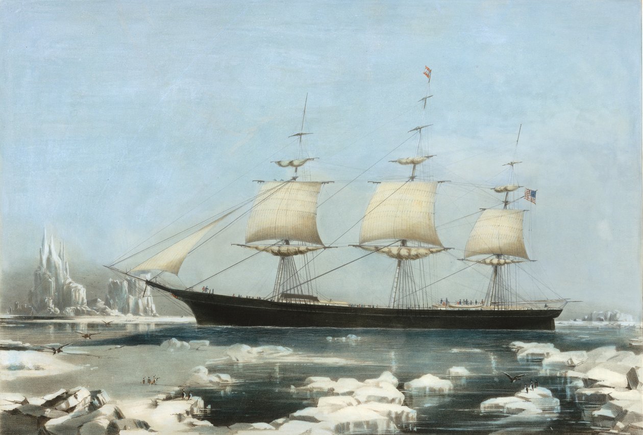 Klipperschiff Red Jacket - Im Eis vor Kap Hoorn, auf ihrer Passage von Australien nach Li..., 1855 von Charles Parsons