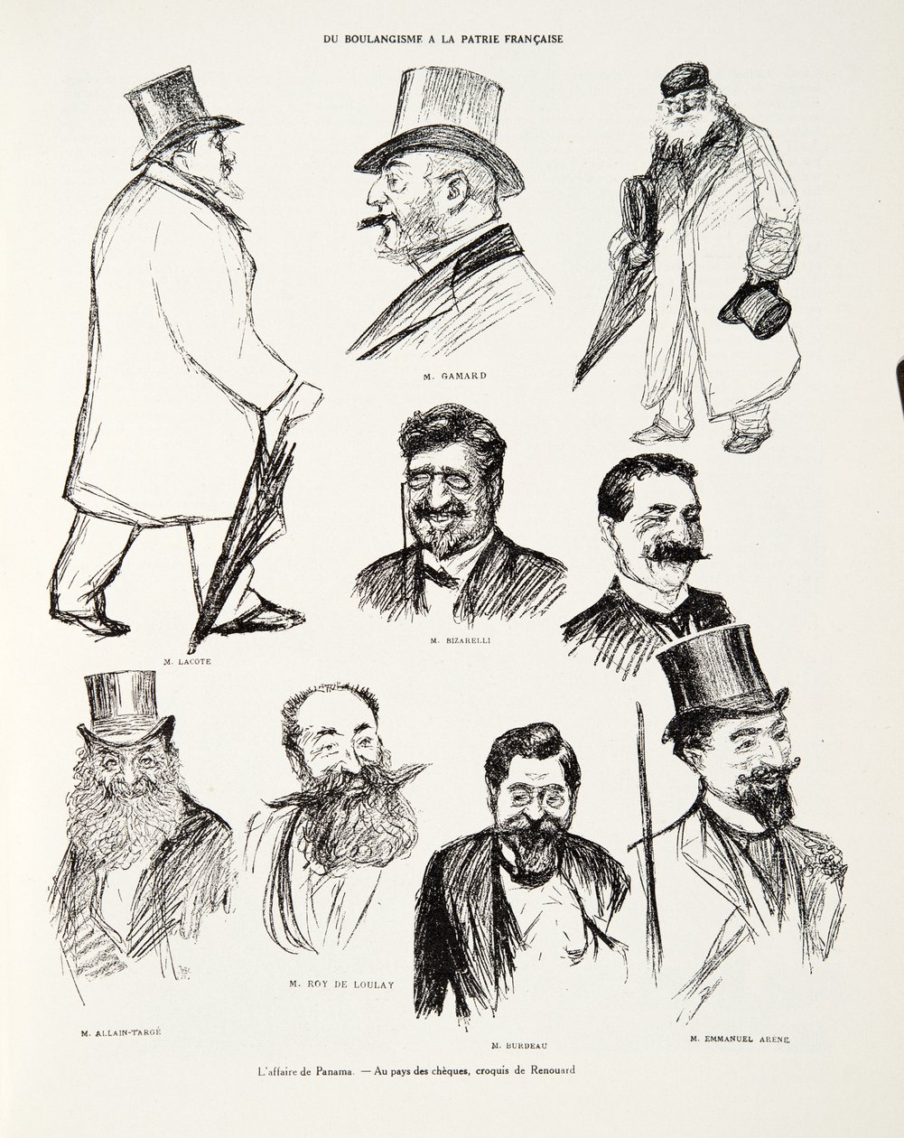 Die Panama-Affäre - Im Land der Schecks, Skizze von Renouard, aus Histoire de la Troisieme Republique, Bd. I, l