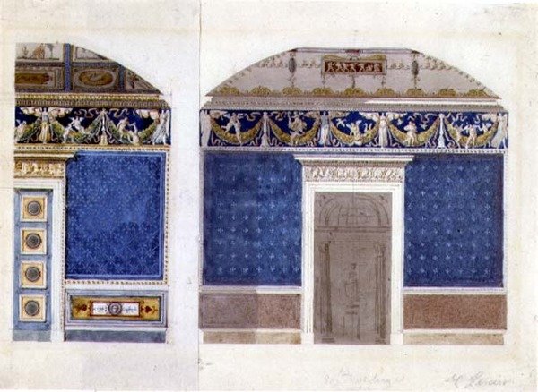 Entwurf für ein Empire-Palast-Interieur, ca. 1810 von Charles Percier