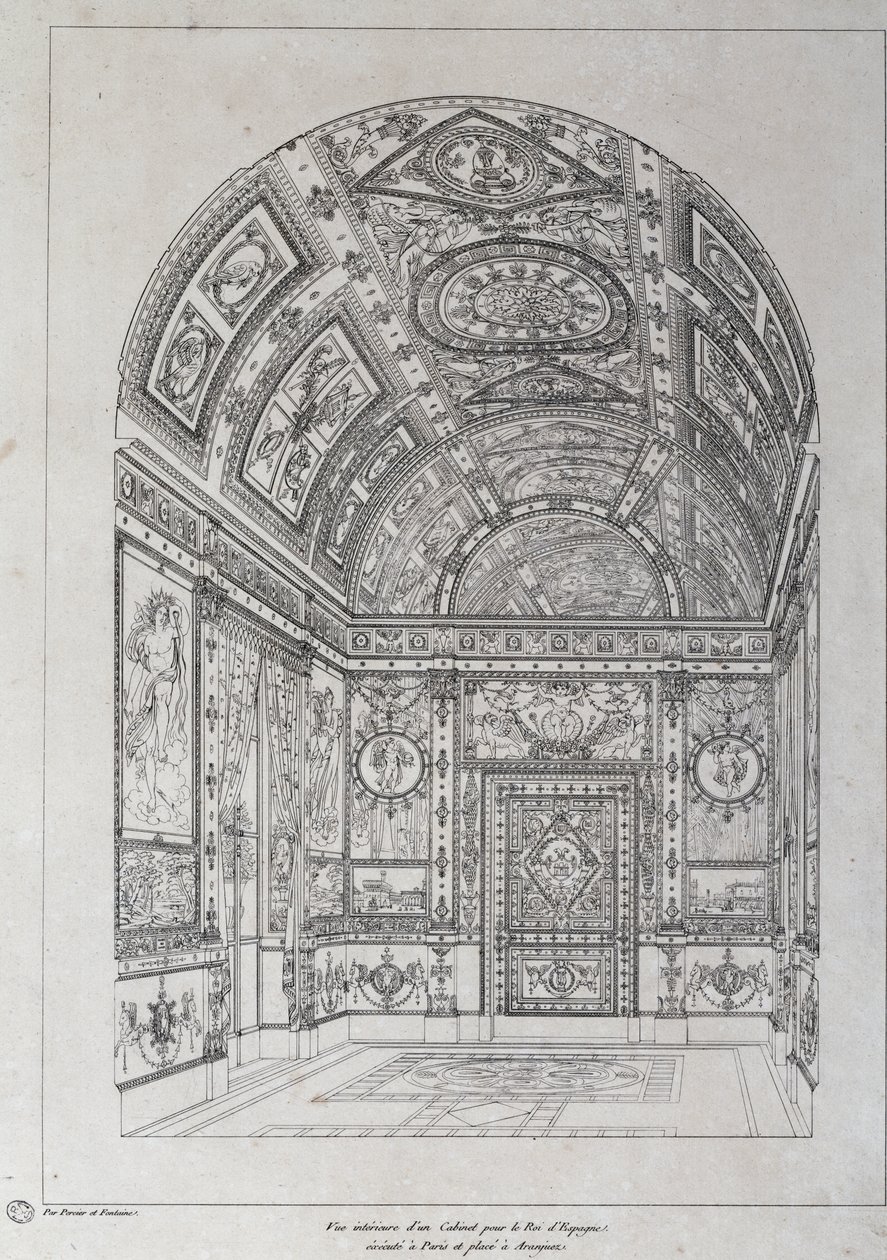 Innenraum des Arbeitszimmers für den König von Spanien in Paris von Charles Percier