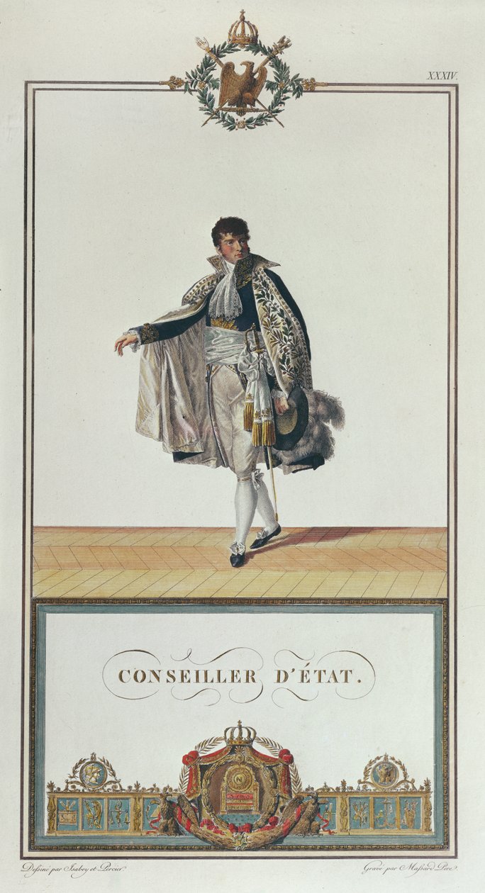 Uniform des Staatsrats für die Krönung Napoleons, 1804 (Farbstich) von Charles Percier