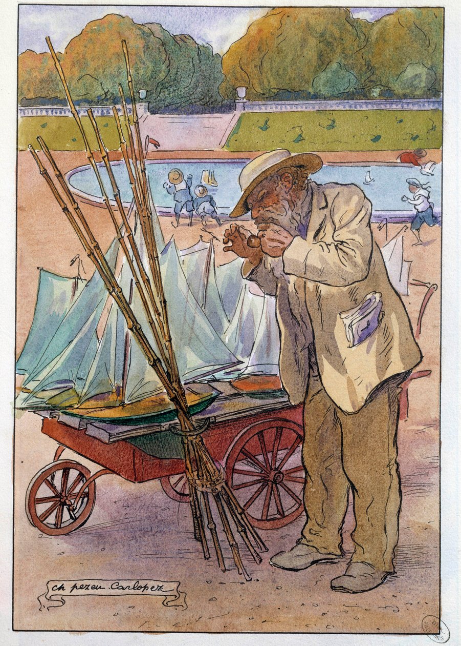 Der Bootshändler im Tuileriengarten im Jahr 1909 von Charles Pezeu Carlopez