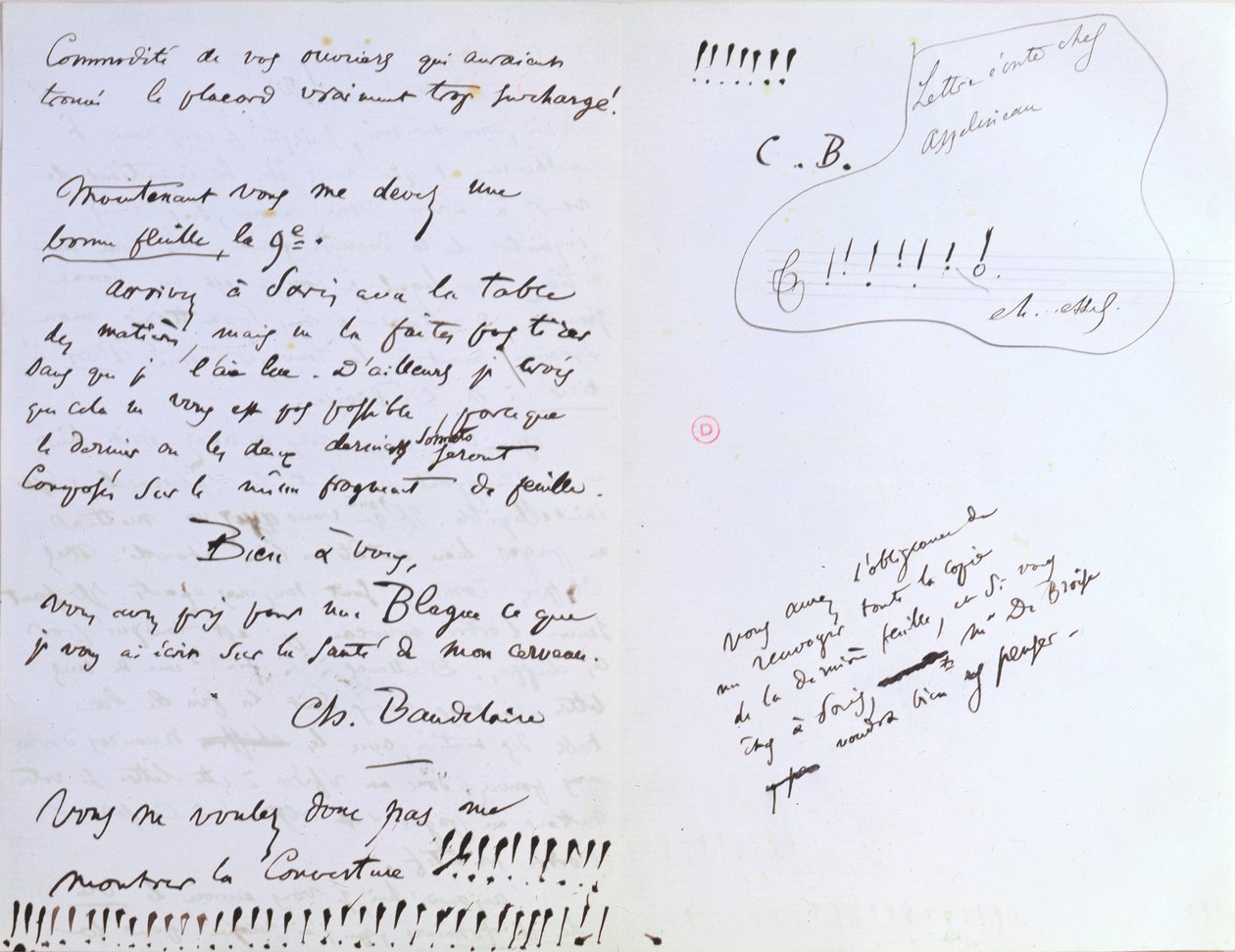 Letzte Seite eines Briefes an Baudelaire