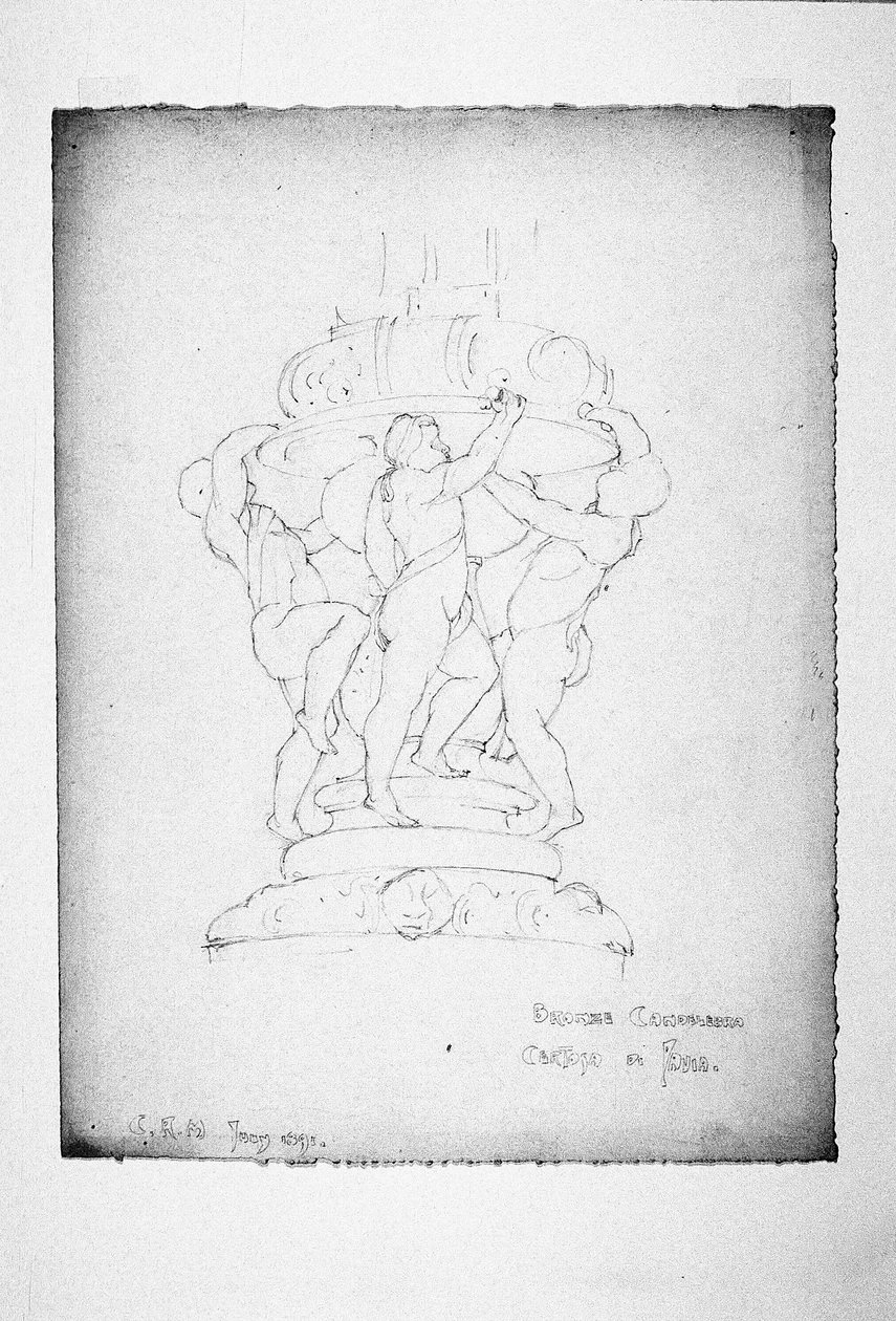 Bronzene Kandelaber, Certosa di Pavia von Charles Rennie Mackintosh