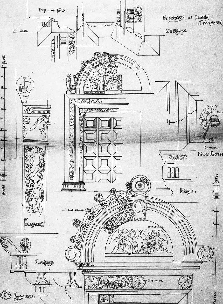 Certosa di Pavia, Tür im kleinen Kreuzgang, 1891 von Charles Rennie Mackintosh