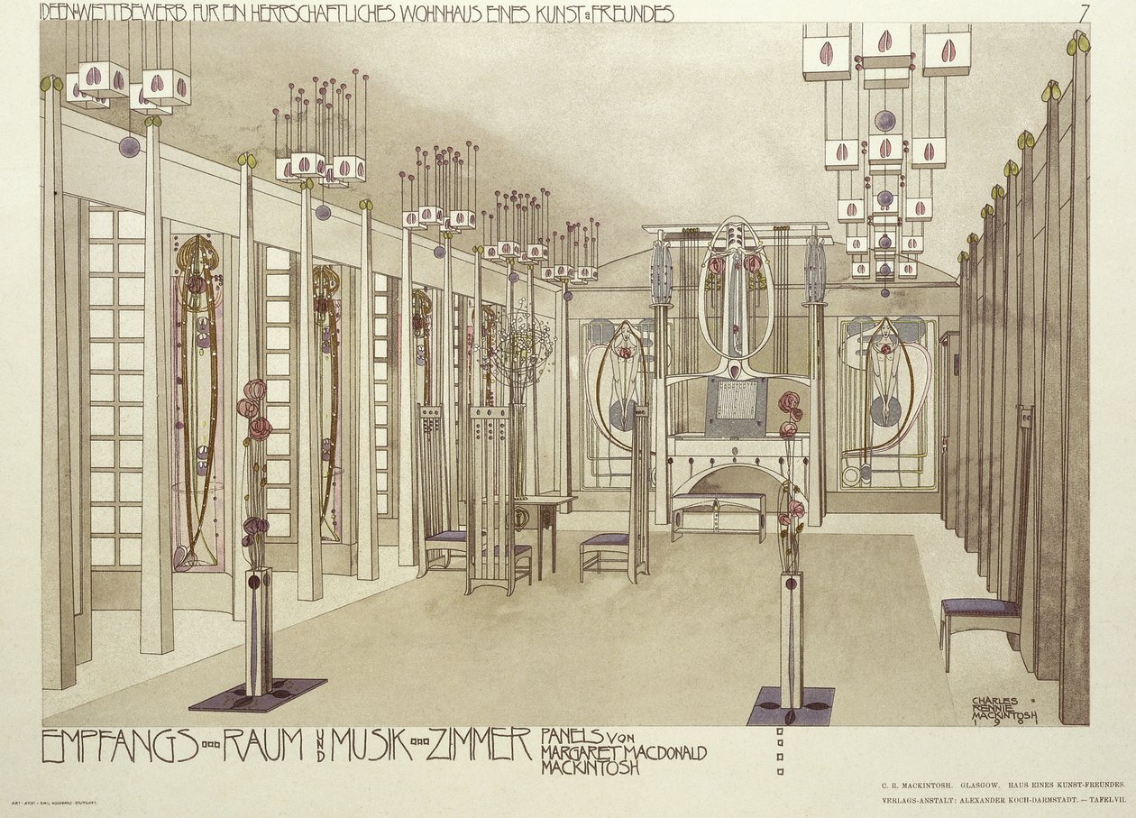 Entwurf für ein Musikzimmer, ca. 1901 von Charles Rennie Mackintosh