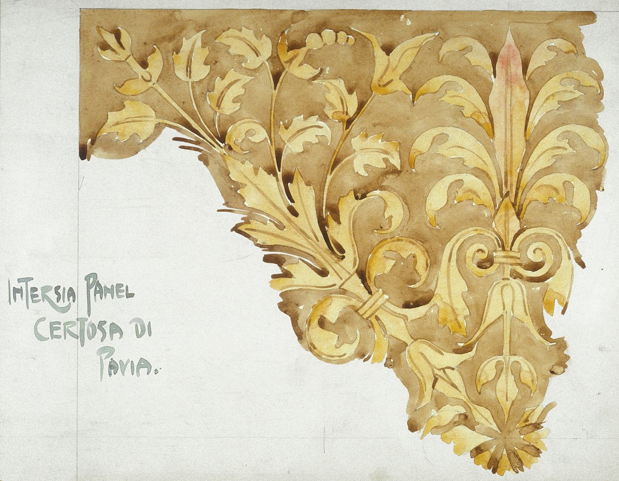 Intarsienpaneel, Certosa di Pavia, 1891 von Charles Rennie Mackintosh