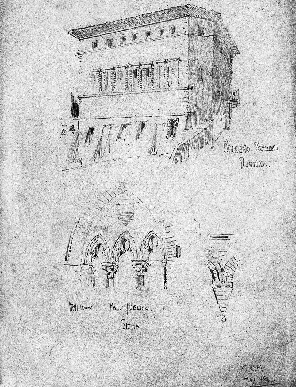 Palazzo Pollini und Fenster im Palazzo Pubblico, Siena, 1891 von Charles Rennie Mackintosh