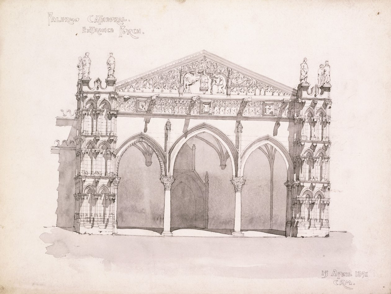 Kathedrale von Palermo, Studie des Eingangsportals von Charles Rennie Mackintosh