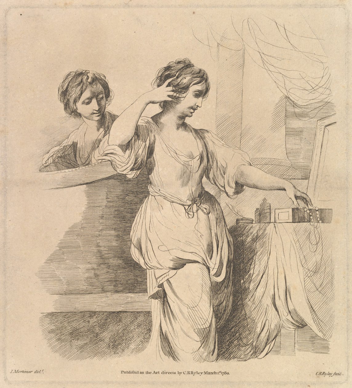 Frau bei ihrer Toilette, 1. März 1780 von Charles Reuben Ryley