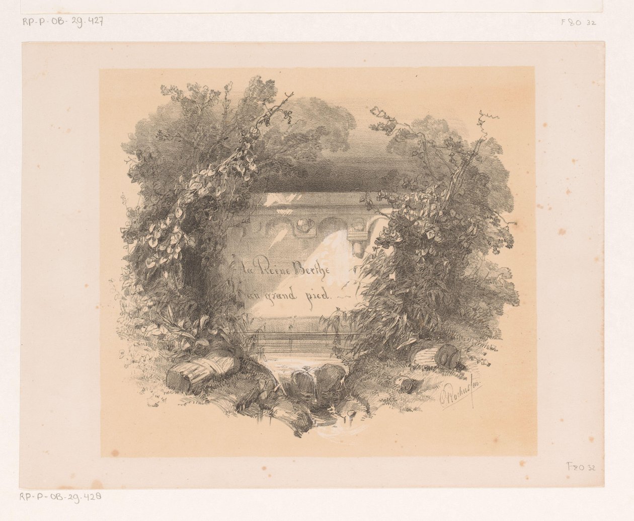 Titel auf Mauer in Landschaft von Charles Rochussen