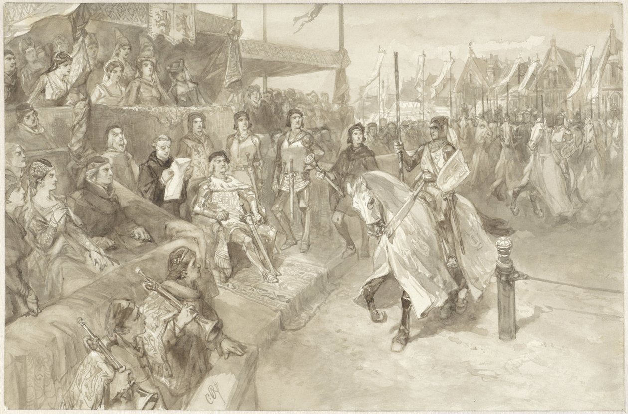 Turnierspiel in Haarlem, Illustration einer Episode aus De Roos van Dekama von Charles Rochussen