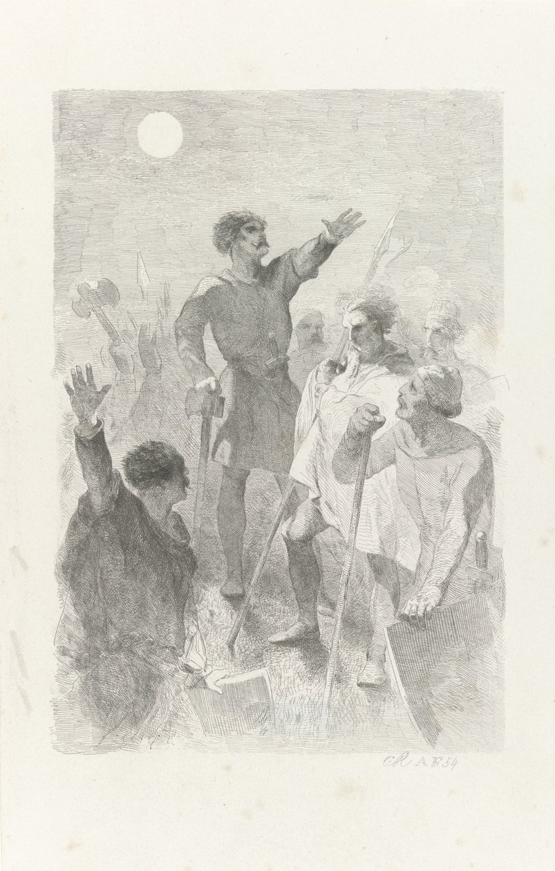Wilfried umringt von seinen Kriegern von Charles Rochussen