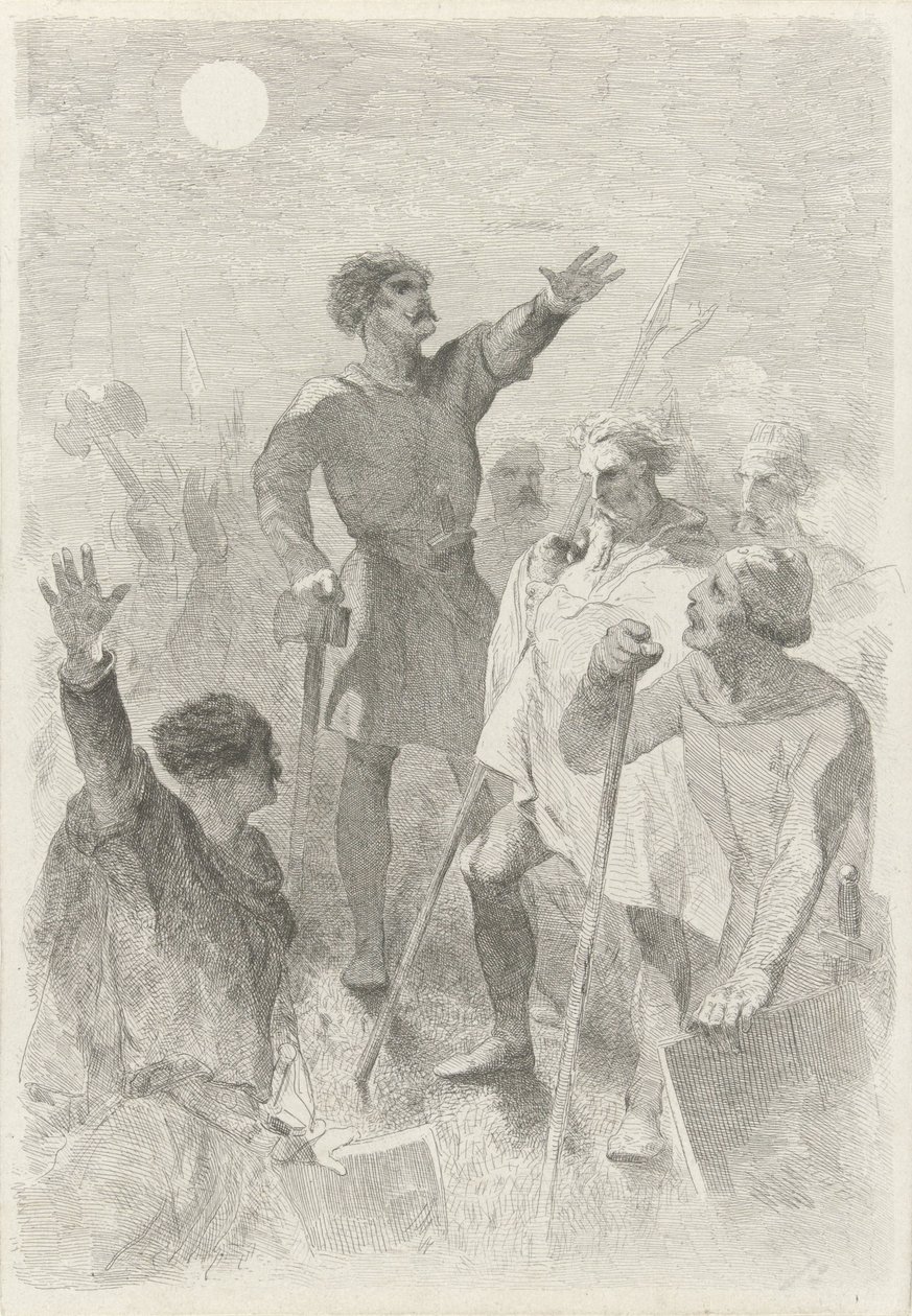 Wilfried umgeben von seinen Kriegern von Charles Rochussen