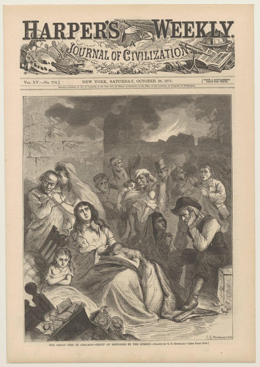 Titelblatt von Harpers Weekly, 28. Oktober 1871 von Charles Stanley Reinhart