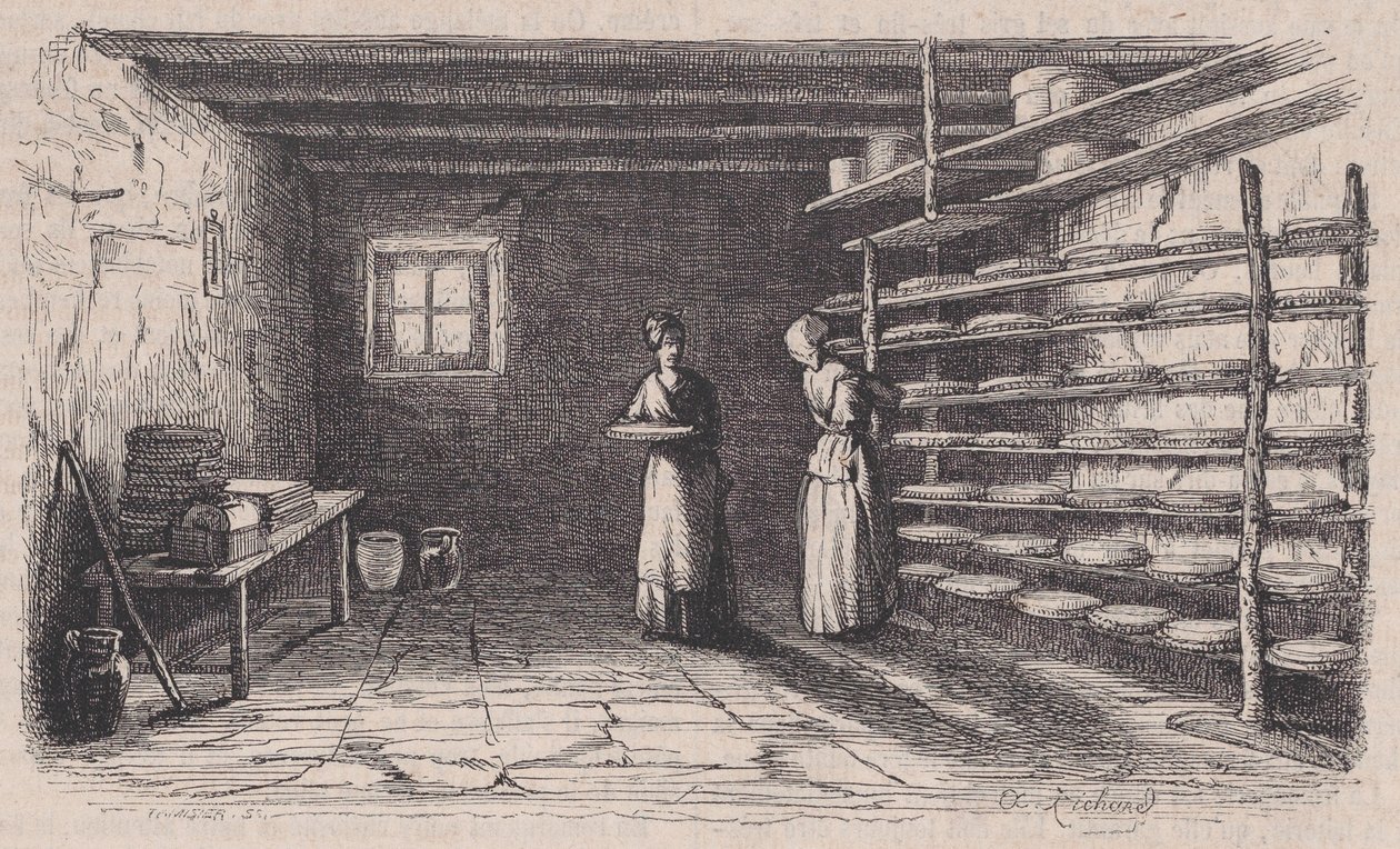 Eine Käserei, aus Magasin Pittoresque, ca. 1852 von Charles Tamisier