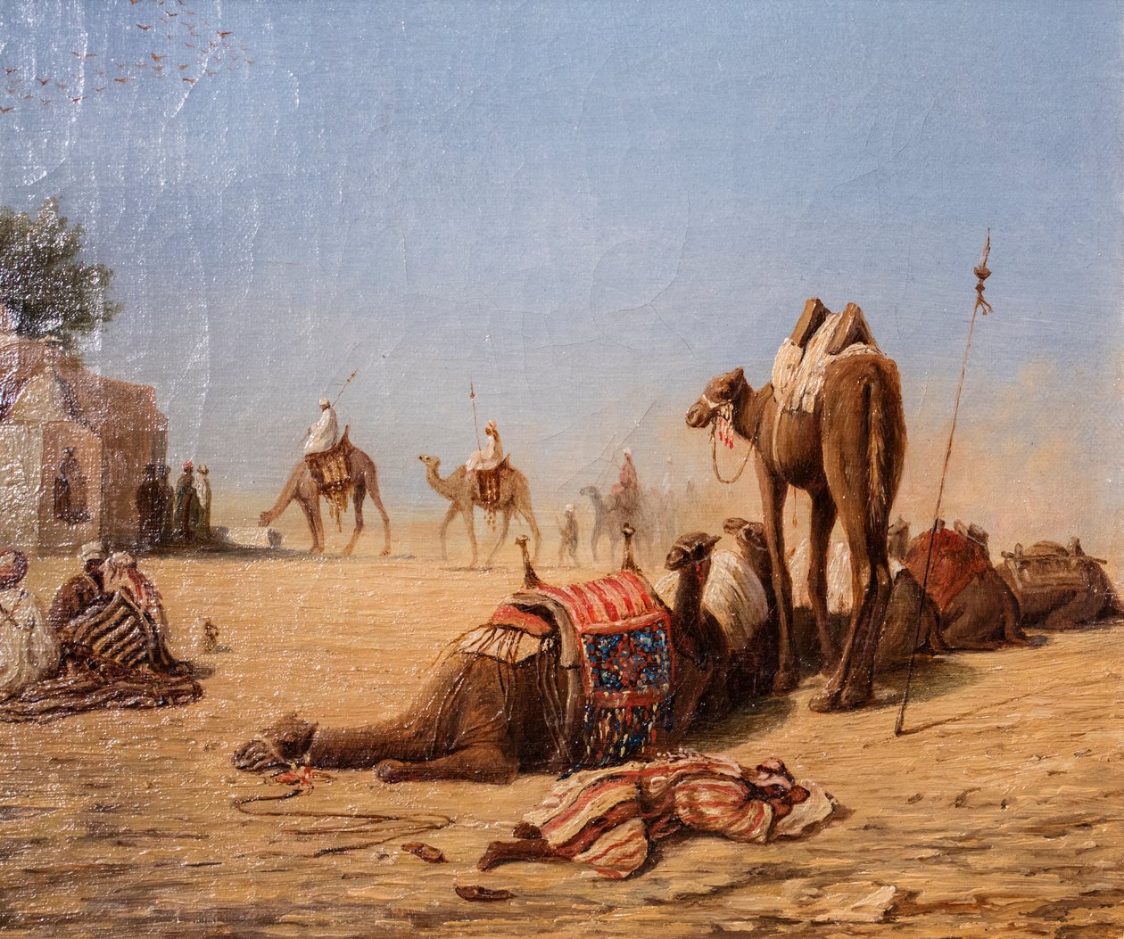 Die Rast der Kamelreiter im Karawanserei von Charles Theodore (1814-88) Frere