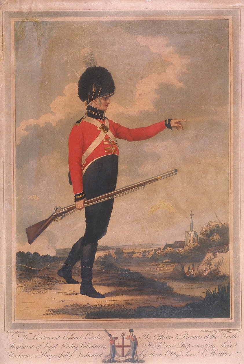 Militärfigur in der Uniform des zehnten Regiments der Loyal London Volunteers, 1804 von Charles Tomkins