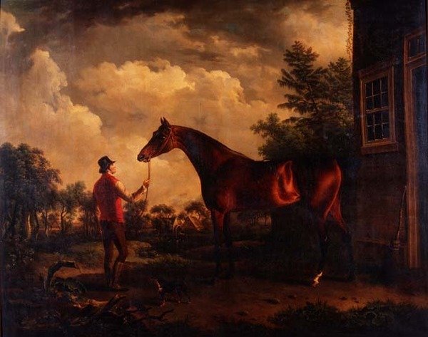 Ein Jäger und ein Stallbursche vor einem Landhaus von Charles Towne
