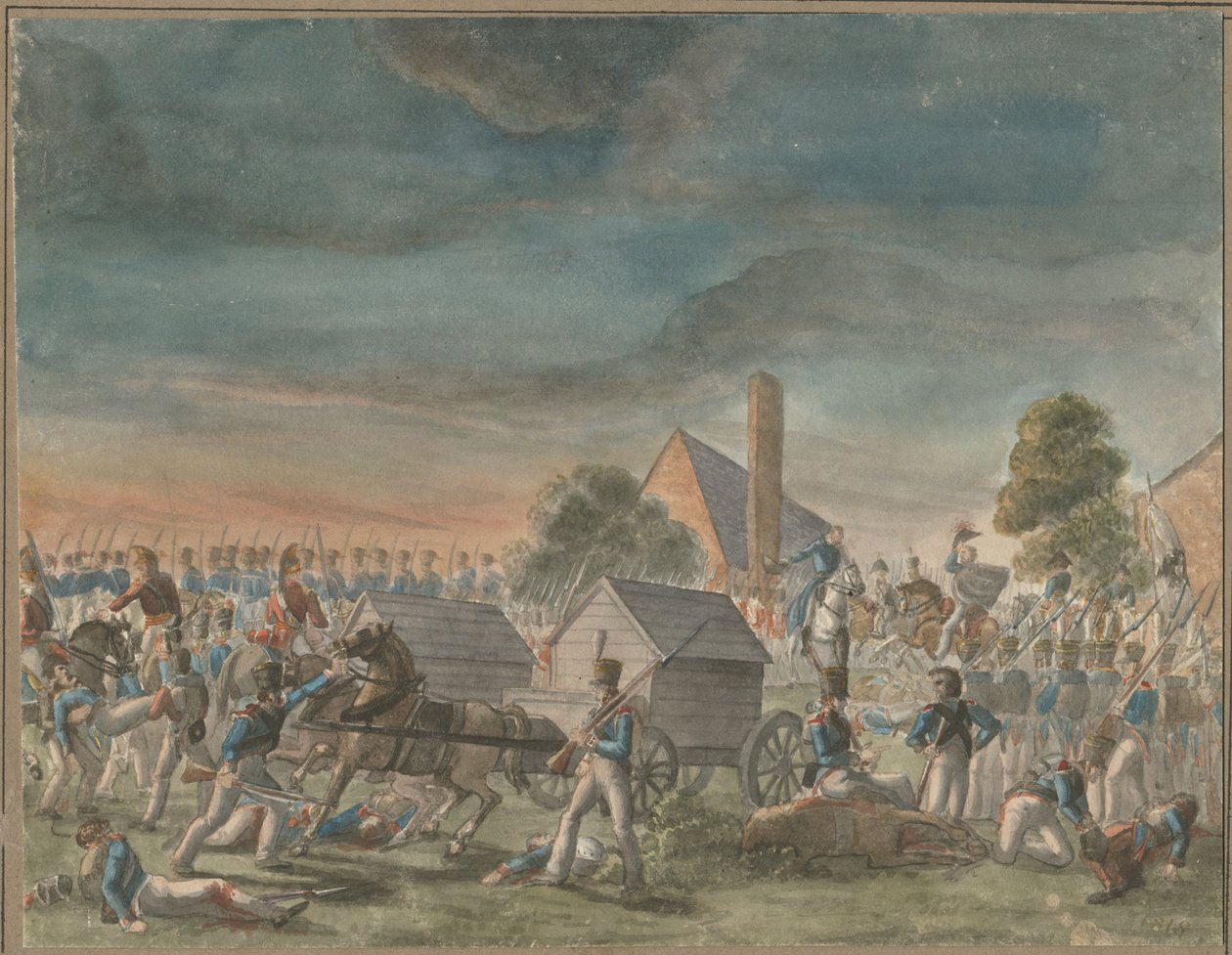 Das Treffen des Herzogs von Wellington und Prinz Blücher, nahe La Belle Alliance, 1818 von Charles Turner Warren