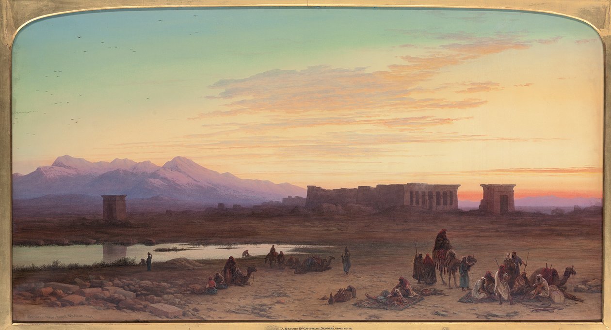 Beduinenlager vor dem Tempel der Hathor in Dendera, Ägypten, 1867 von Charles Vacher