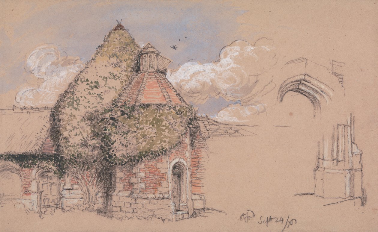 Ruinen des alten Palastes der Erzbischöfe von Canterbury in Otford, Kent, 24. September 1856 von Charles West Cope