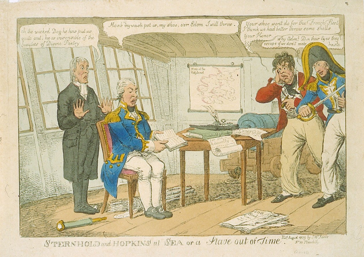 Sternhold und Hopkins auf See oder ein Stave aus der Zeit, 1809 (farbige Radierung) von Charles Williams
