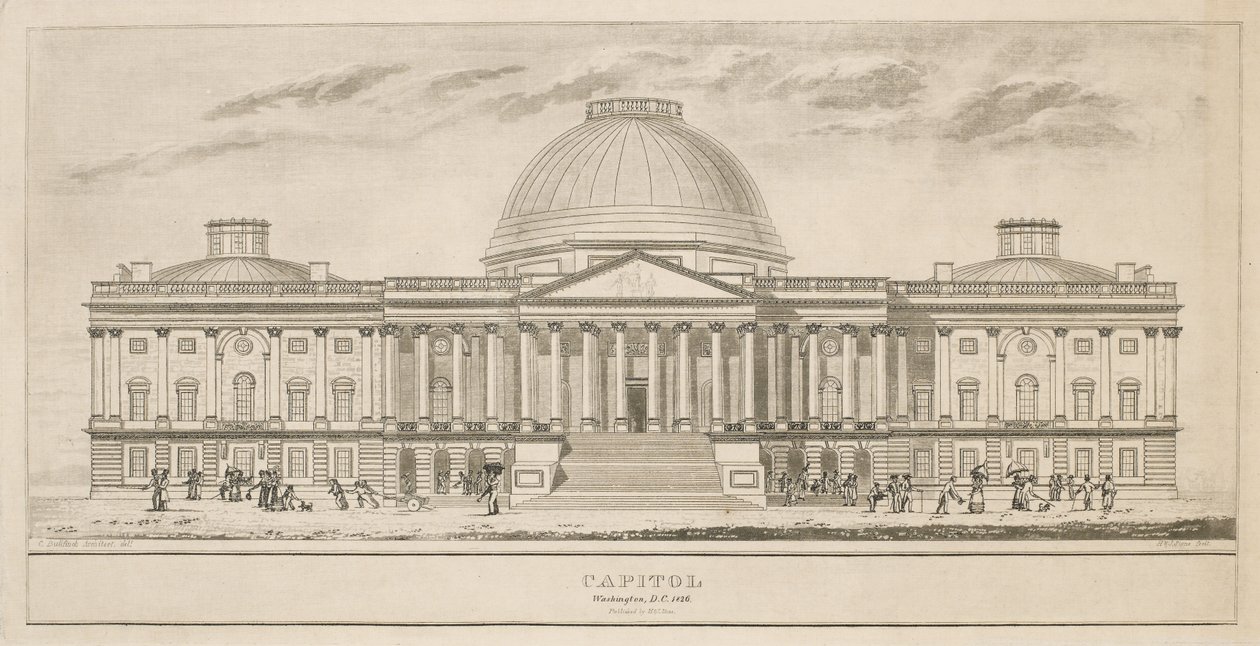 Kapitol, Washington, D.C., graviert von Henry und James Stone, 1826 von Charles after Bulfinch