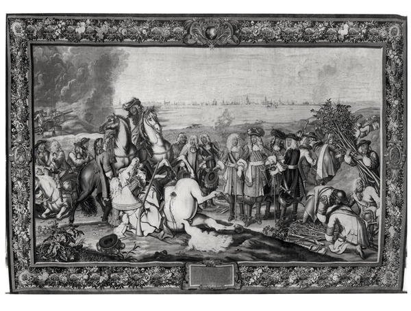Ludwig XIV. (1638-1715) bei der Belagerung von Douai, Juli 1667, Gobelins-Werkstatt von Charles attr. to Le Brun