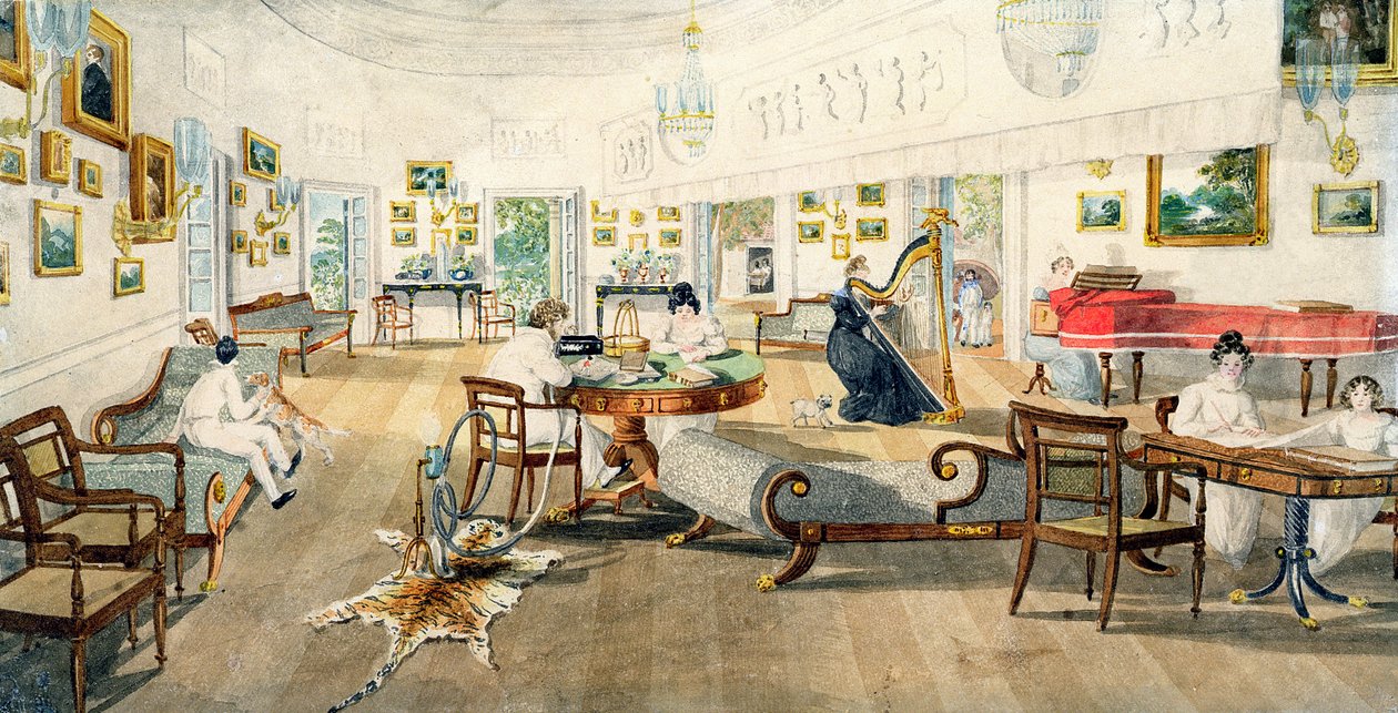 Das Sommerzimmer im Haus des Künstlers in Patna, Indien, 11. September 1824 von Charles d Oyly