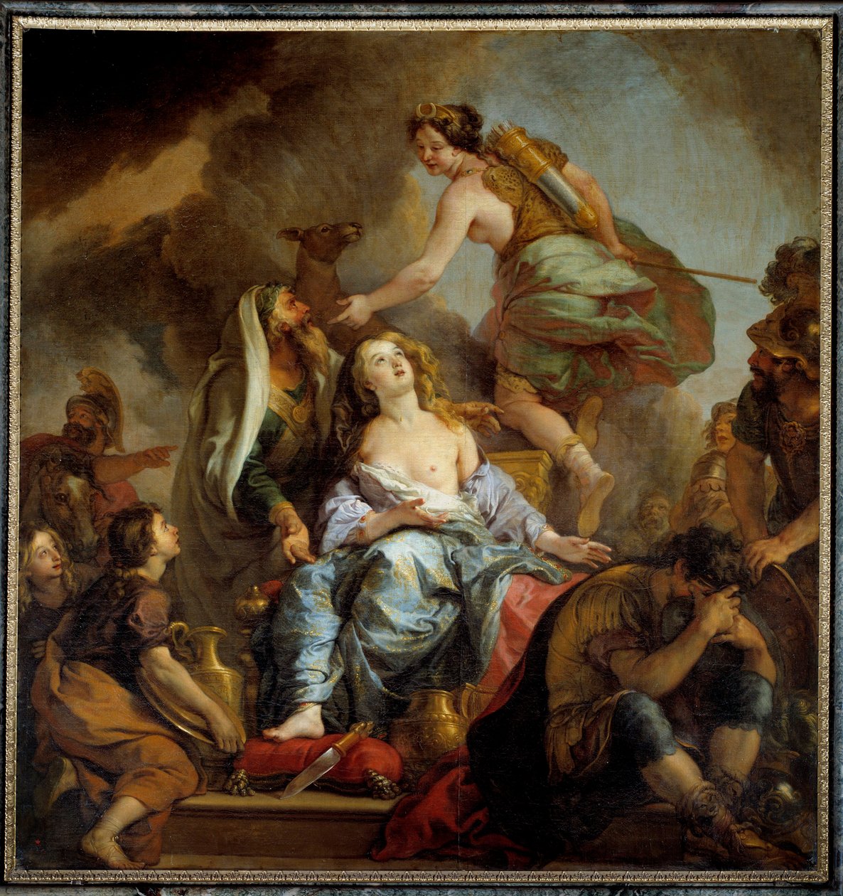 Das Opfer der Iphigenie König Agamemnon opfert seine Tochter, um den Zorn der Artemis zu besänftigen. Gemälde von Charles de Lafosse (1636-1716) 17. Jahrhundert von Charles de Lafosse