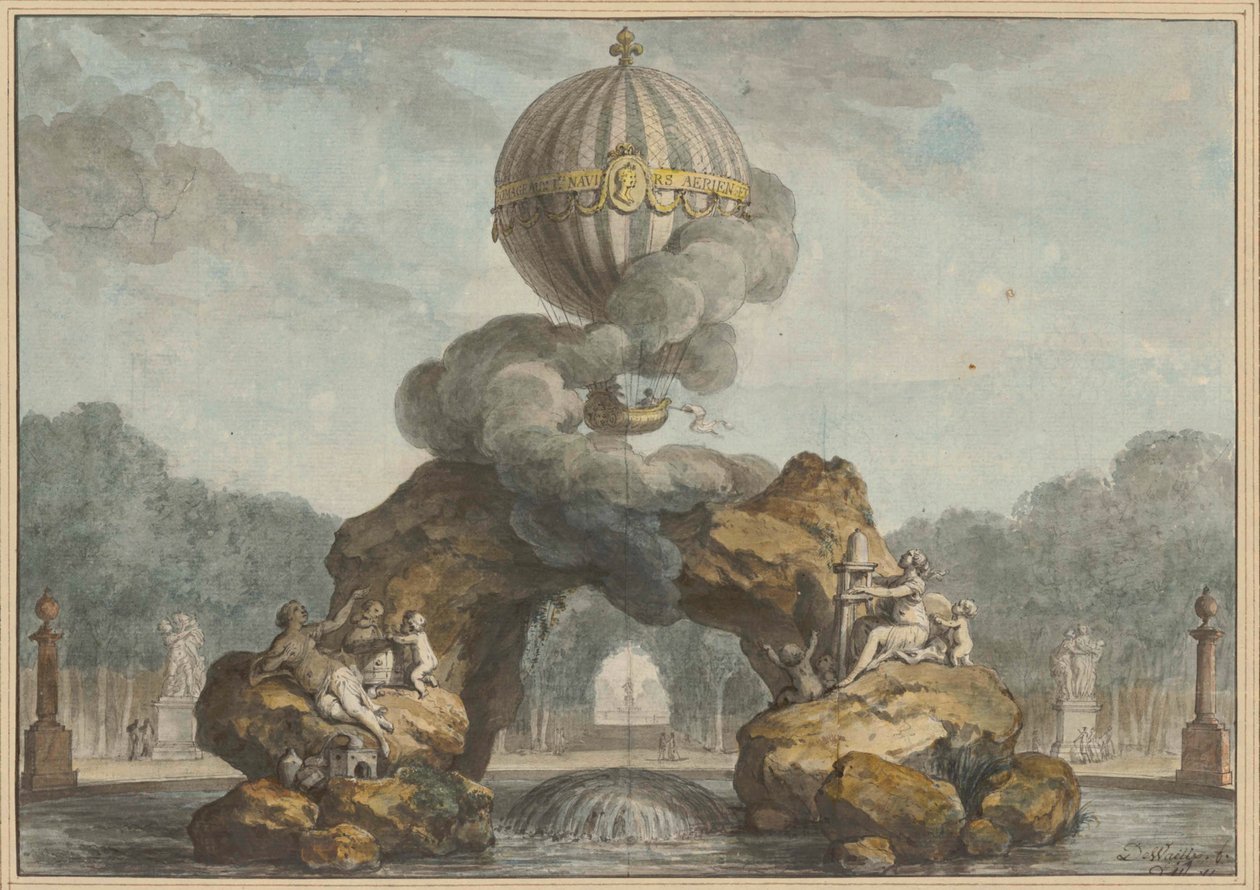 Entwurf einer Brunnenverzierung mit einer Charlière, 1783 von Charles de Wailly
