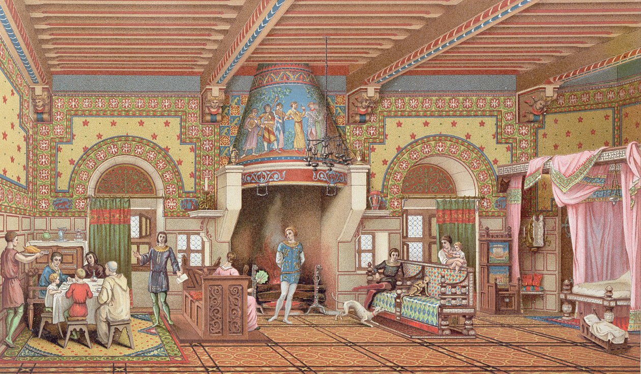 Innenansicht eines französischen Schlosses im Mittelalter, ca. 1845 von Charpentier