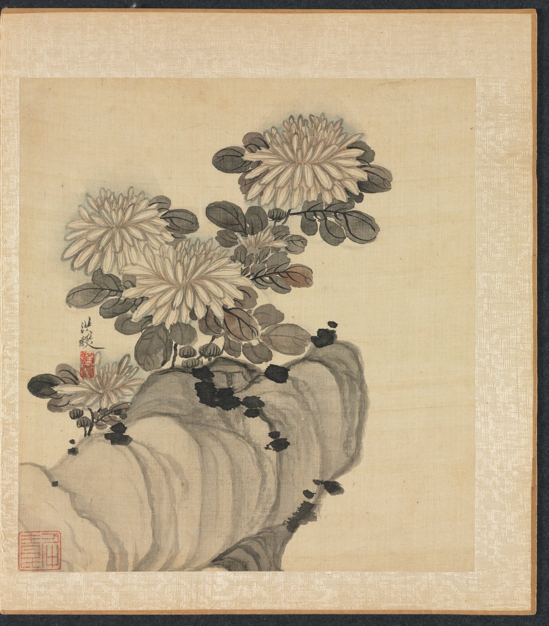 Gemälde nach alten Meistern: Chrysantheme und Felsen, 1598-1652 von Chen Hongshou