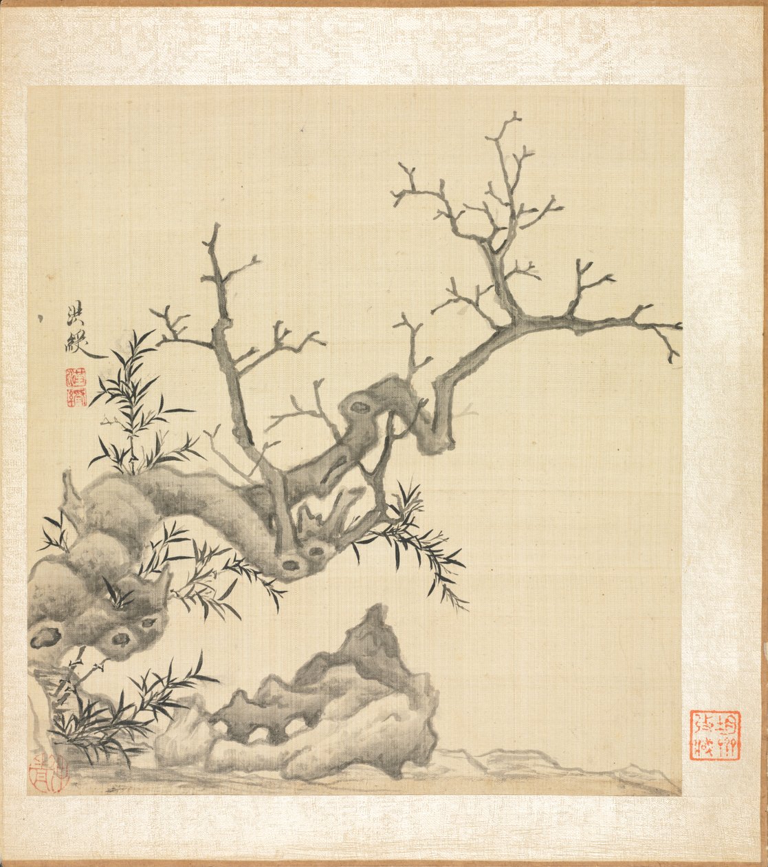 Felsen, alter Baum und Bambus von Chen Hongshou