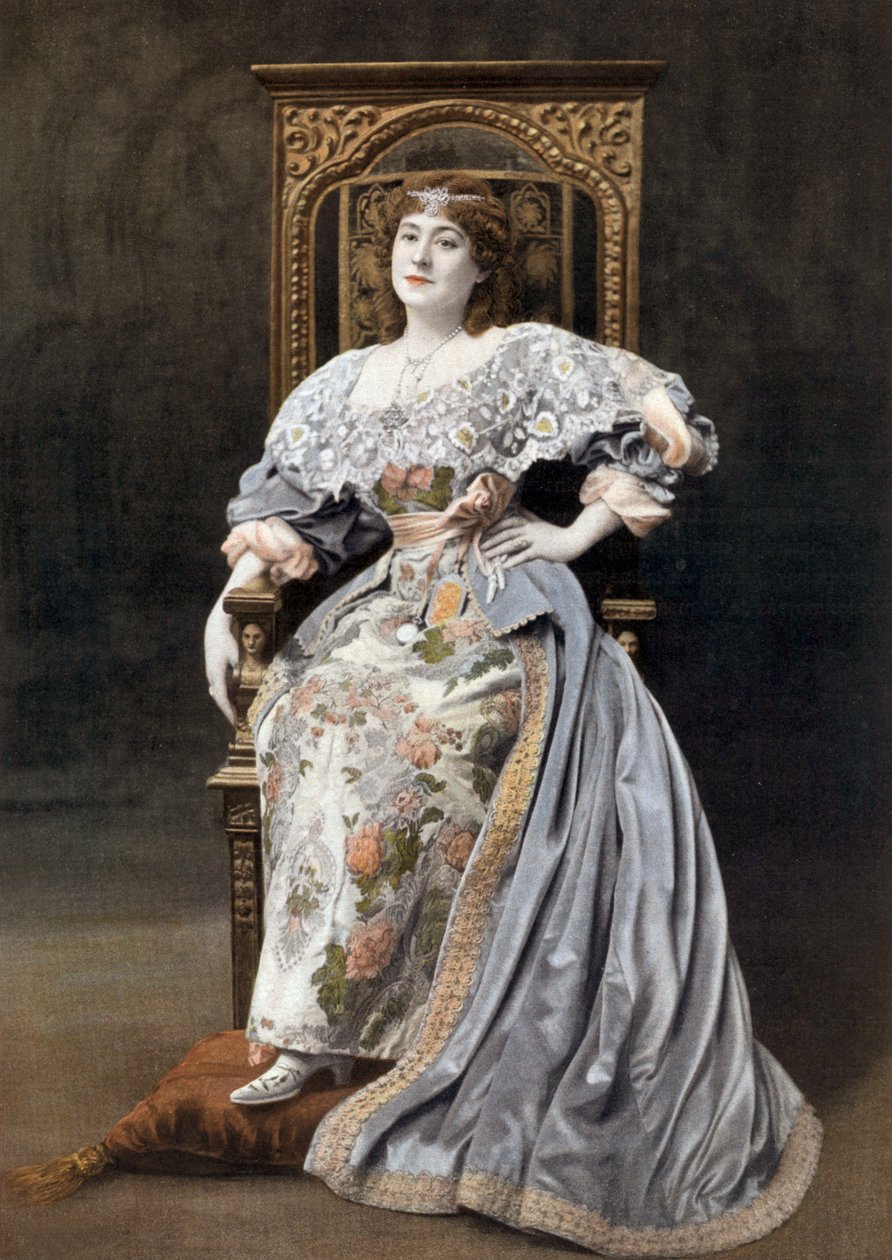 Französische Komödiantin Julia Bartet (1854-1941) als Marion de Lorme im Stück "Marion de Lorme" an der Comédie-Française, Paris, Foto von Cheri Rousseau aus der französischen Zeitung "Le Théâtre" vom 1. Juli von Cheri Rousseau