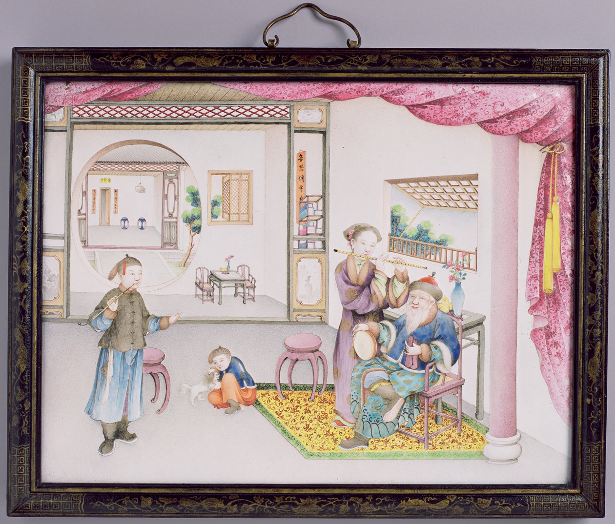 Kaiserliches Kanton-Panel, Qianlong-Periode, 1736-95 (Email-Repoussé) von Chinese School