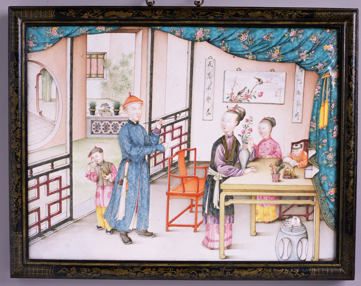Kaiserliches Kanton-Panel, Qianlong-Periode, 1736-95 (Repoussé-Email) von Chinese School