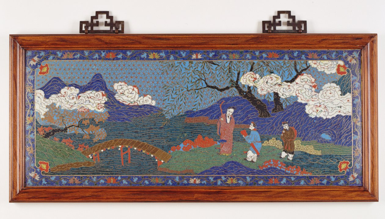 Paneel, das eine chinesische Landschaft darstellt, Ming-Dynastie von Chinese School