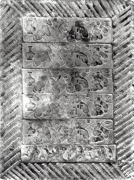 Gestempelter Grabziegel, Han-Dynastie (206 v. Chr. - 220 n. Chr.) von Chinese School Chinese School