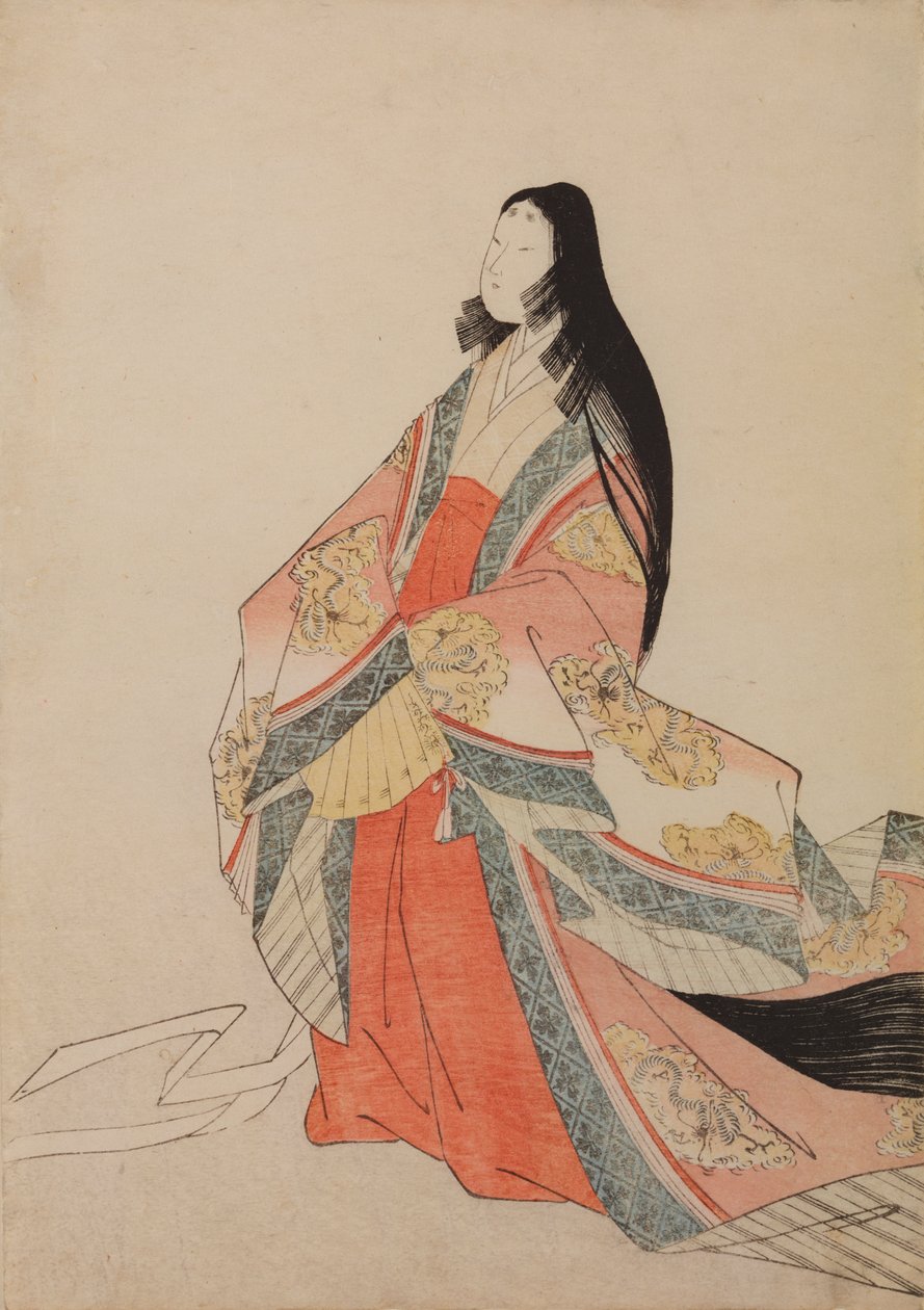 Hofdame, Tafel aus dem Album: Sechsunddreißig Dichterinnen / Nishiki-zuri onna sanju rokkasen e-zukushi von Chobunsai Eishi