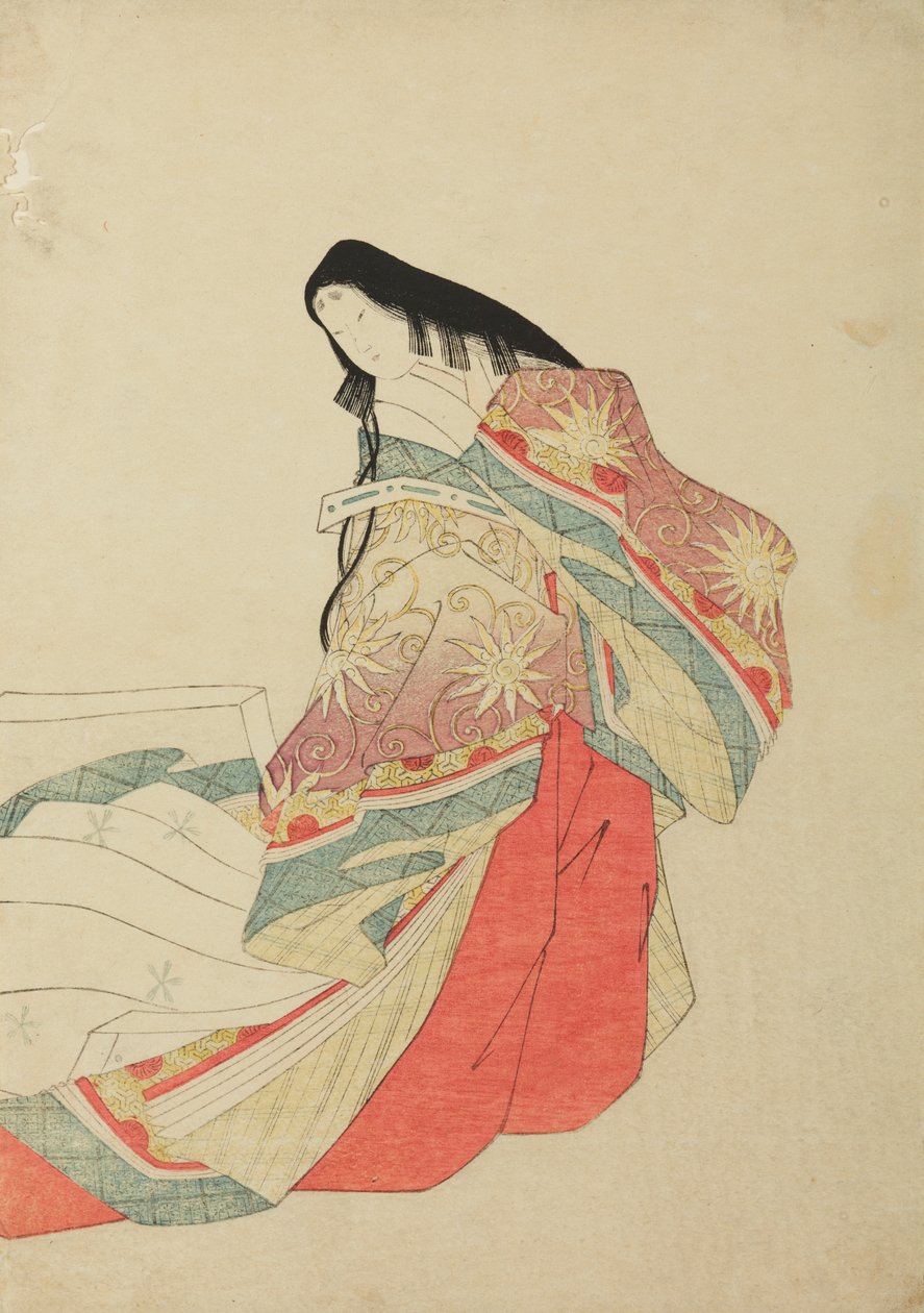 Stehende Hofdame, Tafel aus dem Album: Sechsunddreißig Dichterinnen von Chobunsai Eishi