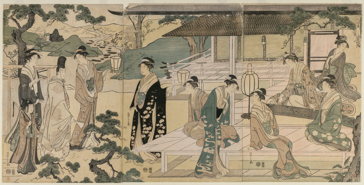 Das Matsukaze-Kapitel der Geschichte von Genji (aus der Serie Die Geschichte von Genji in eleganter moderner Kleidung) von Chobunsai Eishi