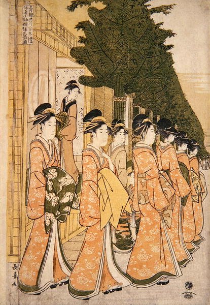 Neujahrsparade der Schönheiten der Grünen Häuser (Paar von 277783) von Choki Eishusai