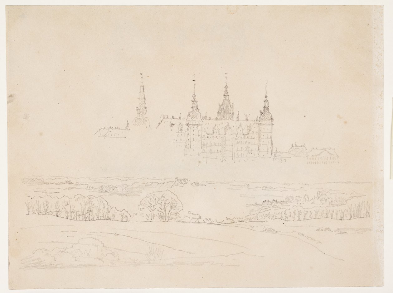 Studie für die Glyptothek "Herbstlandschaft. Schloss Frederiksborg im Hintergrund" von Christen Købke