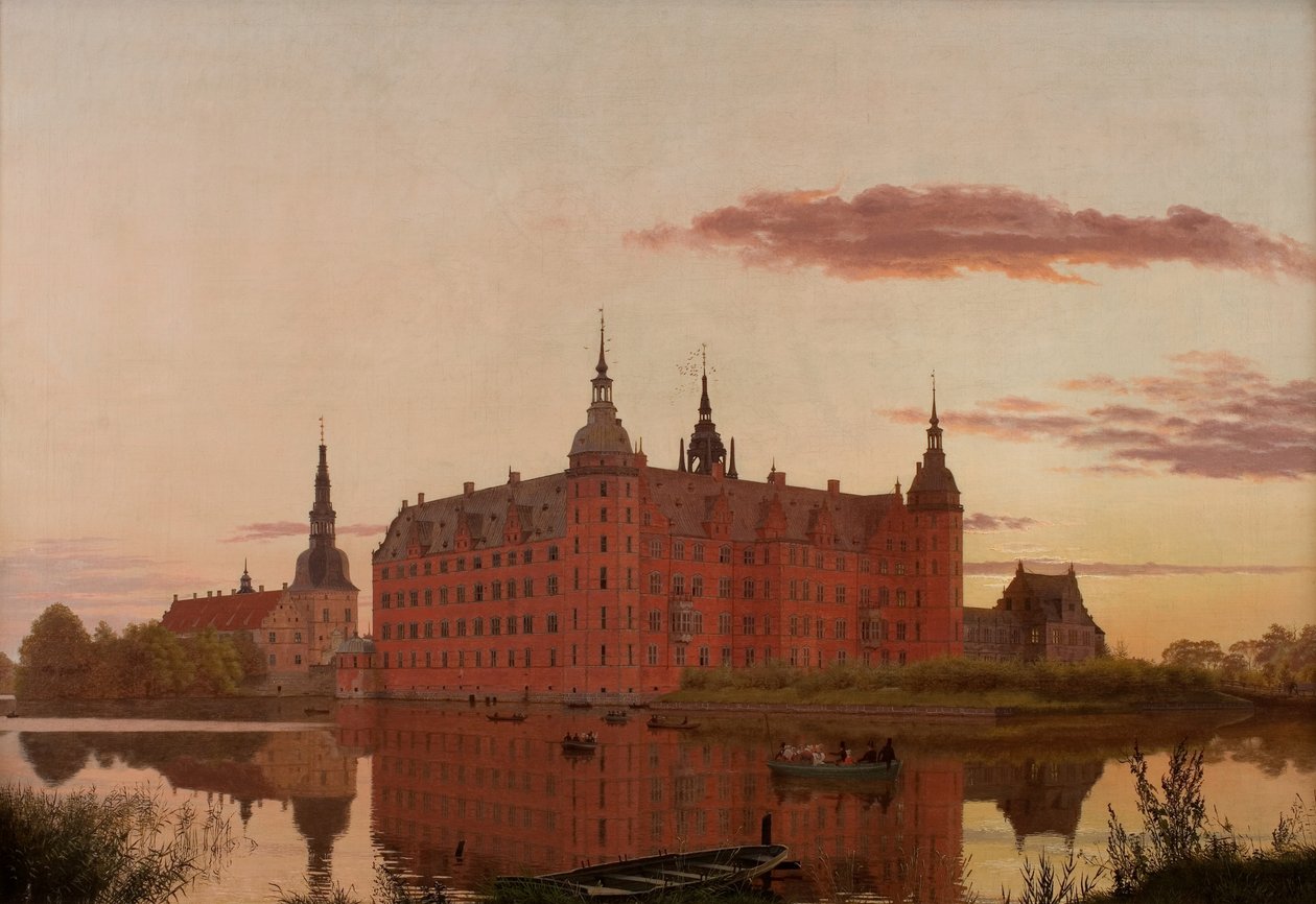 Frederiksborg Slot bei Abendbeleuchtung von Christen Schiellerup Købke