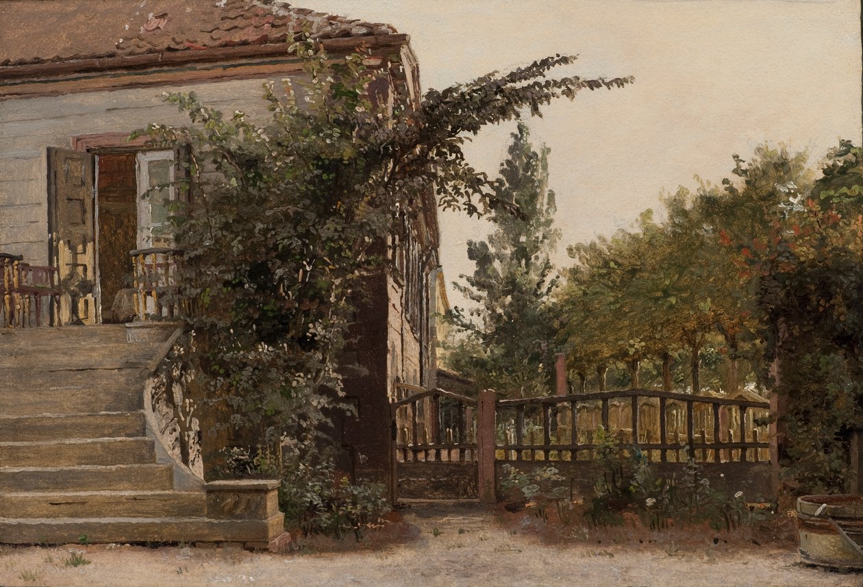 Die Gartentreppe zum Atelier des Künstlers in Blegdammen bei Kopenhagen von Christen Schjellerup Kobke